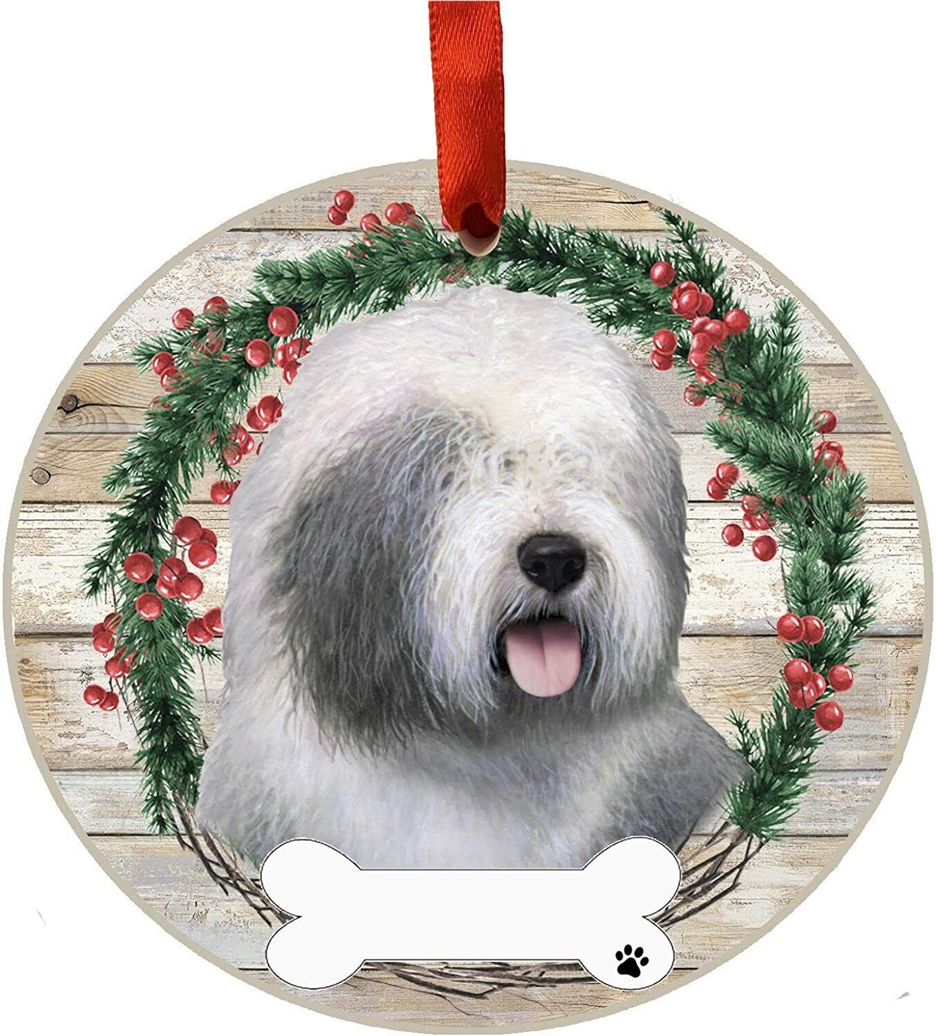 Old English Sheepdog - E&S Pets - DIY Personalizable, Ceramic Round Ornament