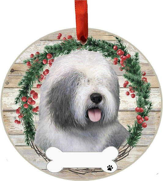 Old English Sheepdog - E&S Pets - DIY Personalizable, Ceramic Round Ornament