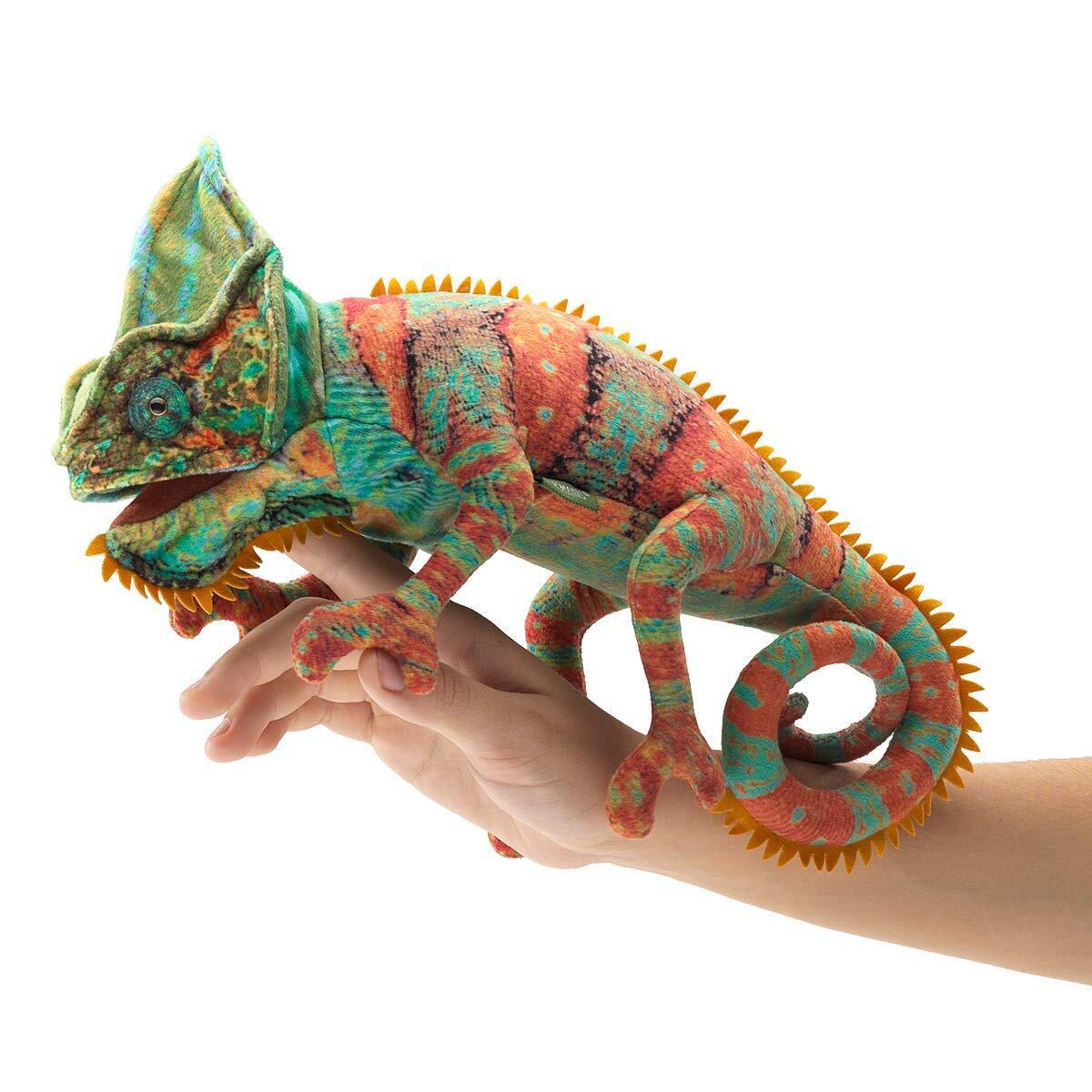 Folkmanis Small Chameleon Finger Puppet, 12"