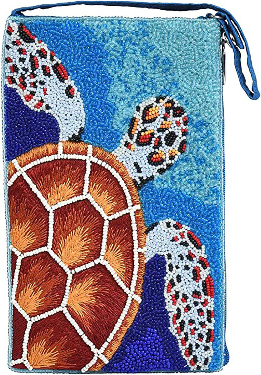 Bamboo Trading Company Cell Phone or Club Bag, Embroidered Brown Turtle