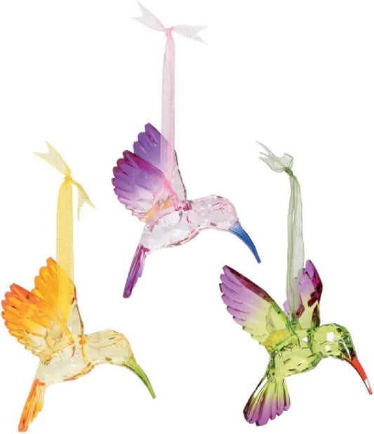 Department 56 Acrylic Hummingbird Ornaments - Set of 3 Different Colors