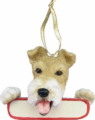 Wire Fox Terrier Ornament "Santa's Pals" With Personalizable Name Plate