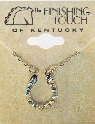 Finishing Touch Rhinestone Horseshoe Necklace - Aurora Borealis - Silver Finish