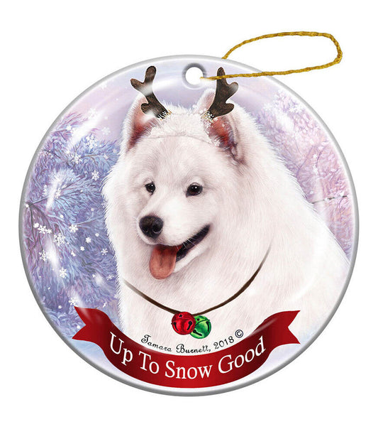 Holiday Pet Gifts Samoyed Dog Porcelain Christmas Ornament