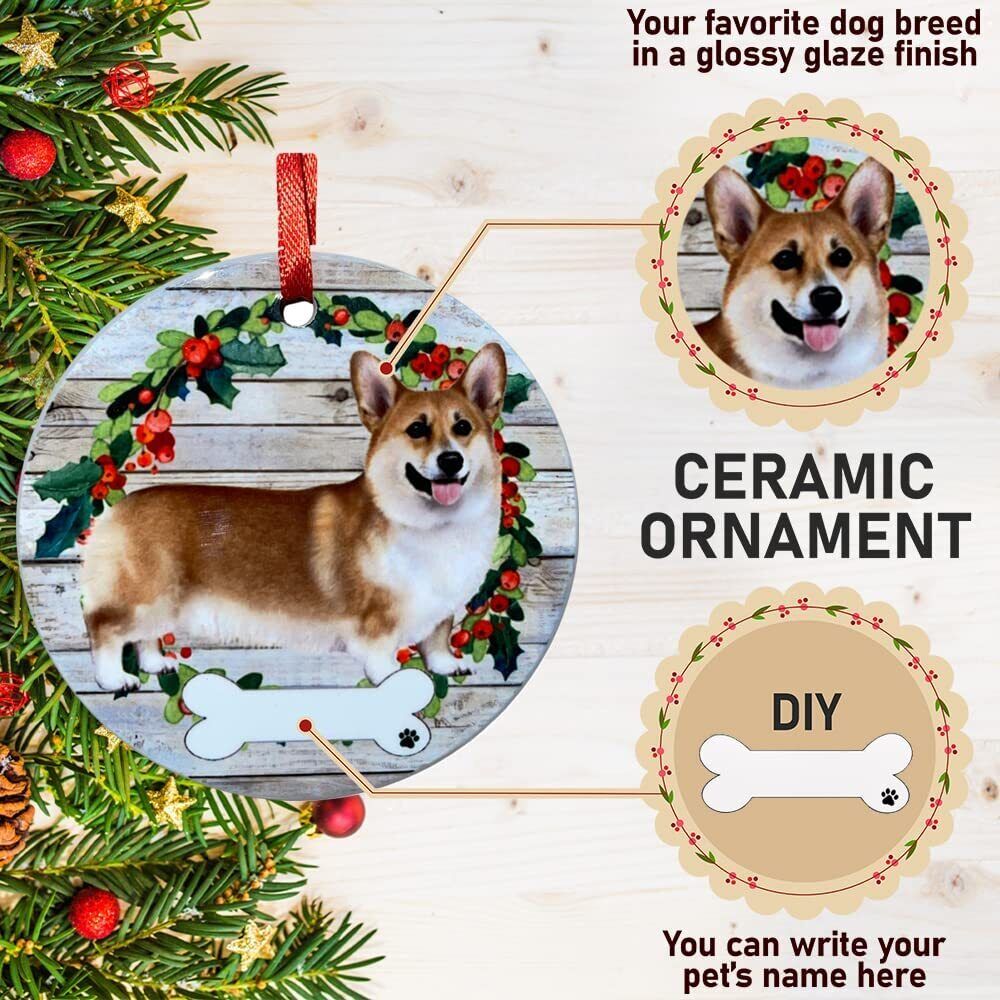 Welsh Corgi Ornament - E&S Pets, DIY Personalizable, Ceramic Round Ornament