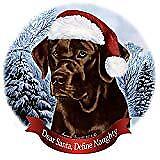 Holiday Pet Gifts English Chocolate Lab Dog Santa Hat Porcelain Ornament