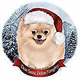 Holiday Pet Gifts Cream Pomeranian Santa Hat Dog Porcelain Ornament