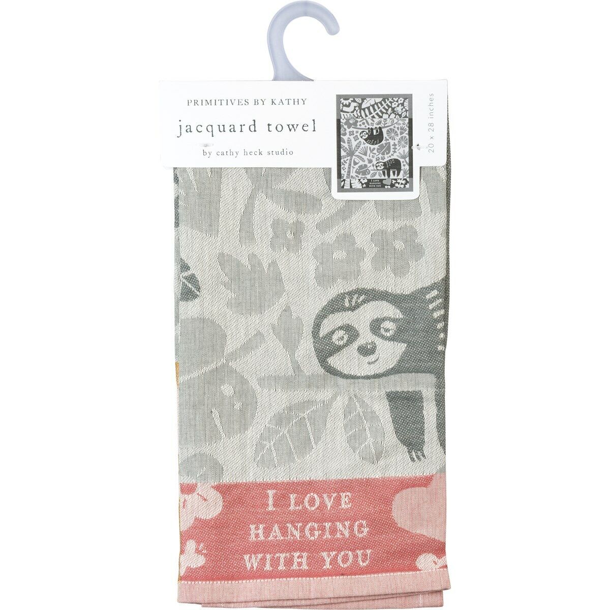 Primitives by Kathy Sloth, I Love Hanging with You Cotton Dish Towel, 26-Inch,