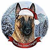 Holiday Pet Gifts Belgian Malinois Lt Fawn Dog Santa Hat Porcelain Ornament