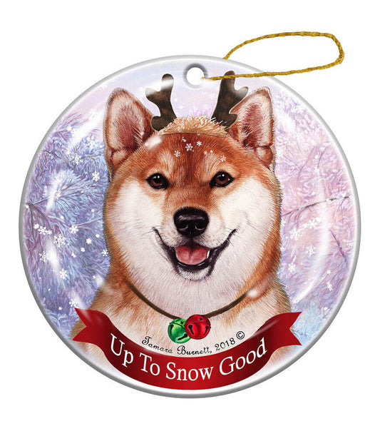 Holiday Pet Gifts Shiba Inu Dog Porcelain Christmas Ornament