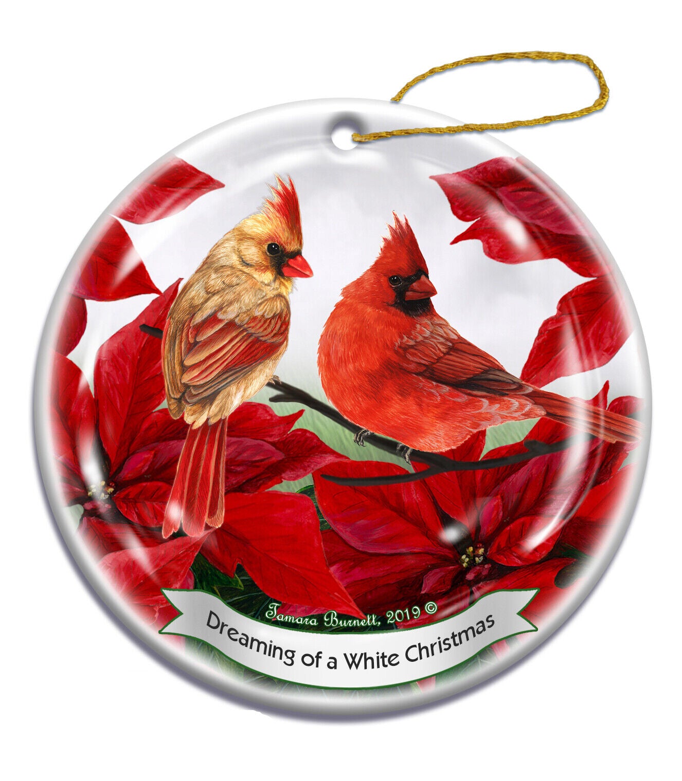 Holiday Pet Gifts Northern Cardinal Bird Porcelain Christmas Ornament