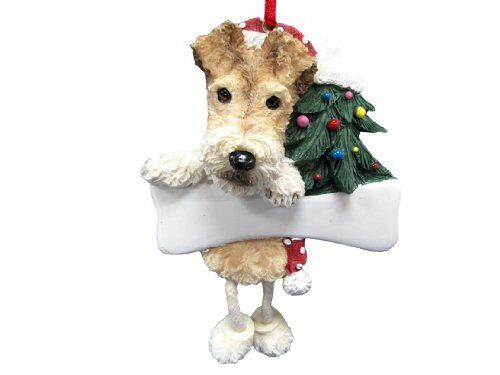 Wire Fox Terrier Ornament "Dangling Legs" Hand Painted and Easily Personalized