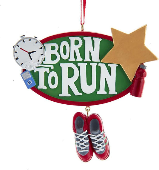 Kurt Adler "Born To Run" Ornament for Runner, Marathoner or Track Star