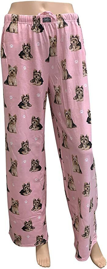 Yorkie Unisex Lightweight Cotton Blend Pajama Bottoms- Large