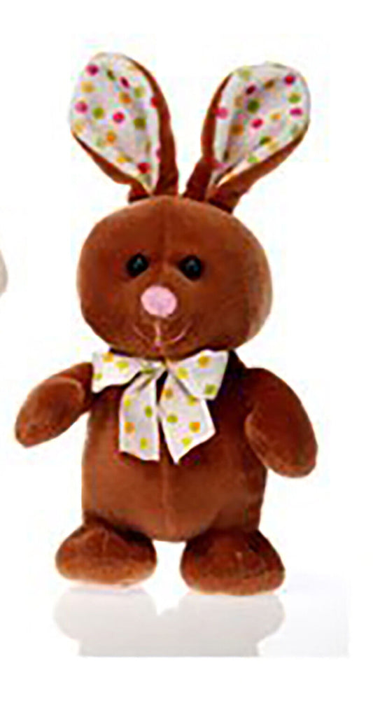 Standing Dark Brown Bunny with Polka Dot Trim 8" By Fiesta