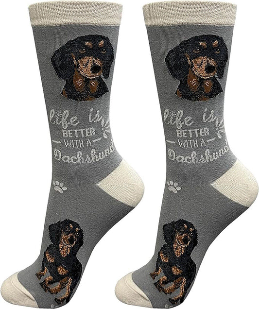 E&S Pets Pet Lover Socks, Life is Better with a Dachshund, black