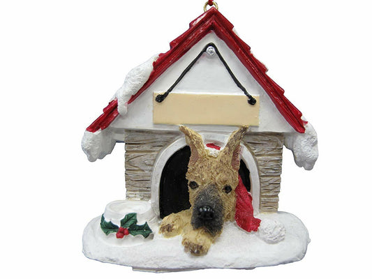 Great Dane, Fawn Doghouse Ornament Hand Painted Easily Personalized