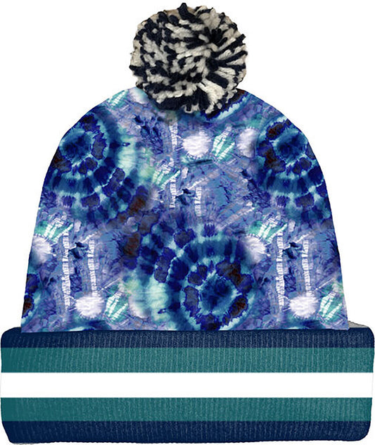 Spoontiques Winter Beanie Hat, Polyester, One Size Fits Most - Blue Tie Dye