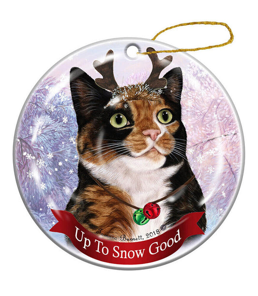 Holiday Pet Gifts Tortoiseshell Calico Cat Porcelain Christmas Ornament