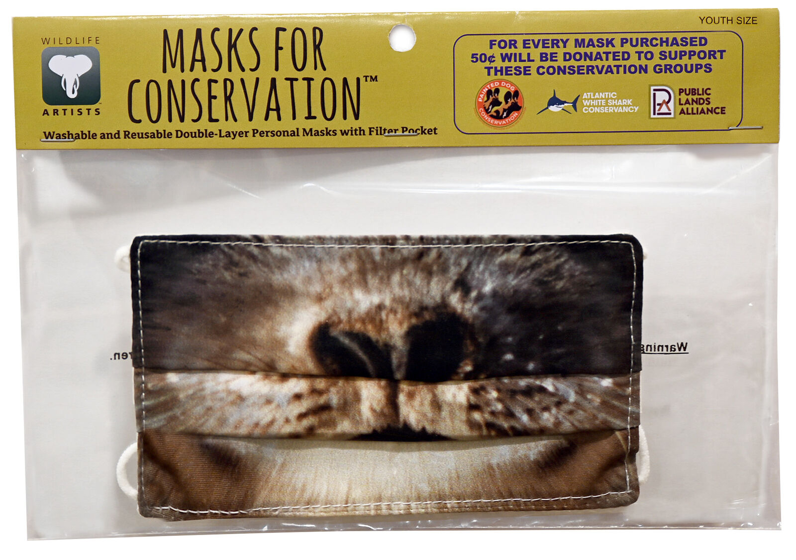 Wildlife Artists Fun Youth Animal Face Masks, Washable, Reusable - Harbor Seal