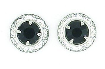Finishing Touch Rondelle Stone Earrings - Jet Black - Silver Finish