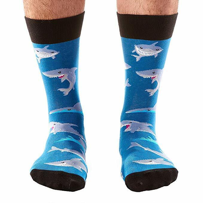 Yo Sox Men's Crew Socks SHARKS