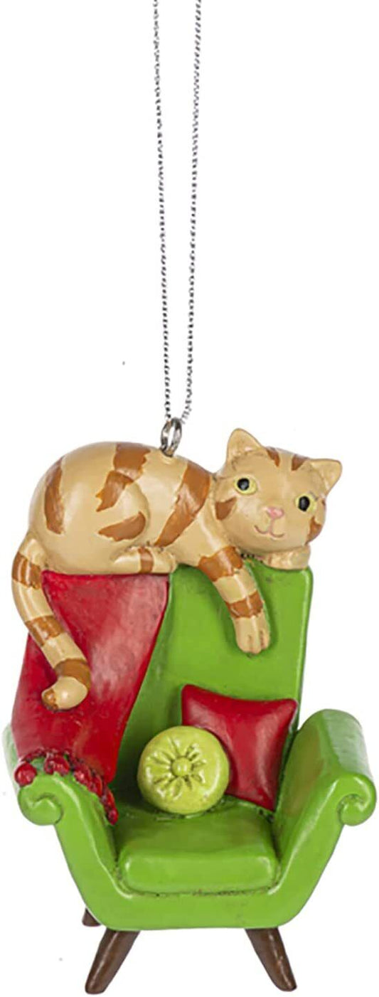 Ganz Cat on Chair Christmas Hanging Ornament, Polyresin, 3"