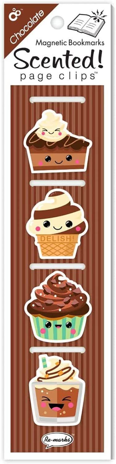 Re-Marks Chocolate Desserts - Pie, Cake, Ice Cream Magnetic Page Clips, set of 4