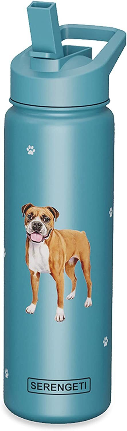 E&S Pets Stainless Steel Water Bottle 24 Oz, Spill Proof (Boxer)