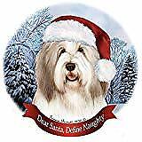 Holiday Pet Gifts Bearded Collie Lt Liver/White Dog Santa Hat Porcelain Ornament