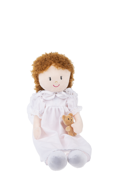 Ganz Victoria Rag Doll with Brown Curly Hair and Mini Teddy Bear, 20" H