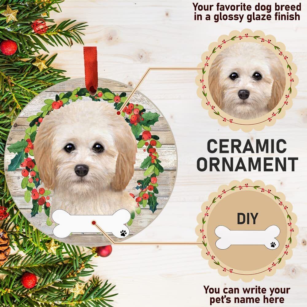 Cockapoo Ornament - E&S Pets, DIY Personalizable, Ceramic Round Ornament