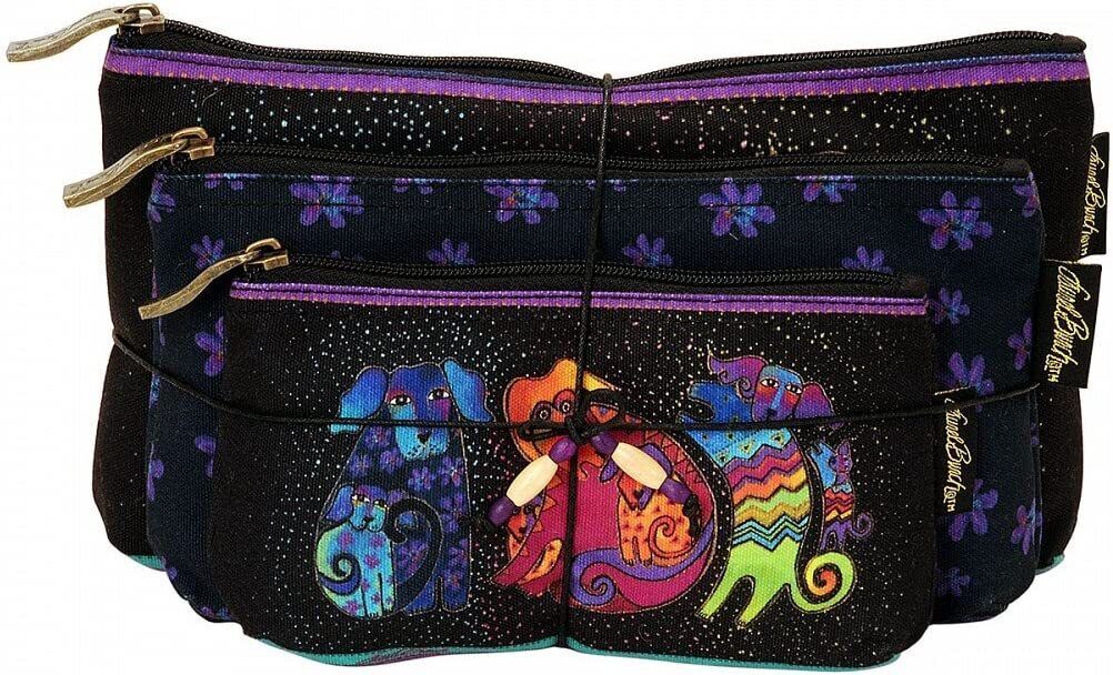 Laurel Burch Cosmetic Bag, Dog & Doggies, Set of 3