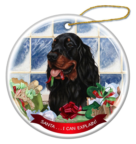 Gordon Setter Dog Porcelain Hanging Ornament Pet Gift Santa I Can Explain!