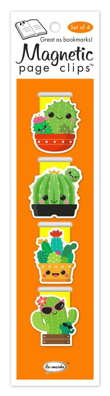 Re-Marks Cute Cactus in Bowls Magnetic Page Clips