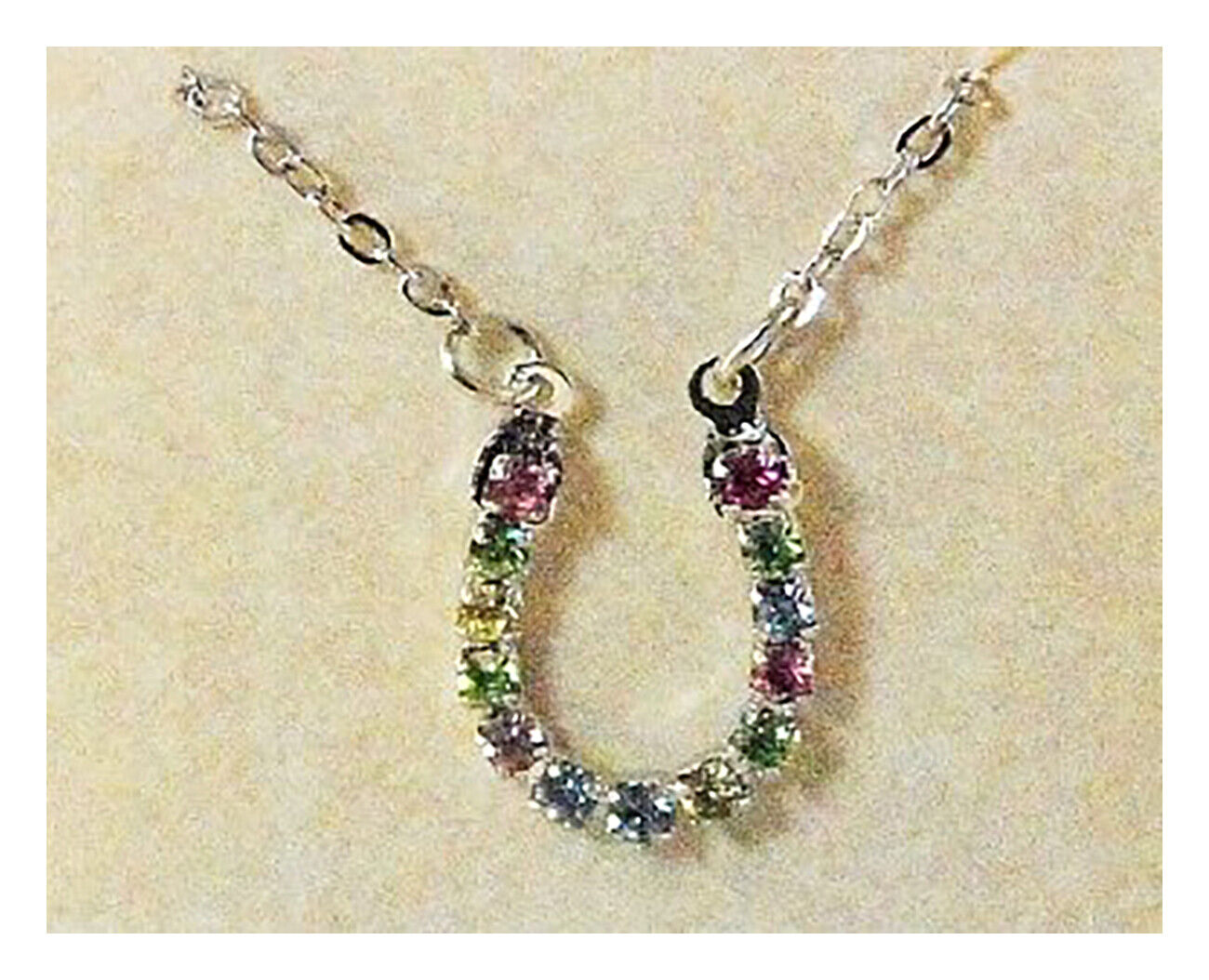 Finishing Touch Horseshoe Pastel Rhinestone Necklace