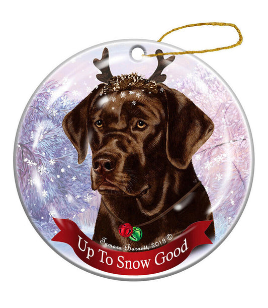 Holiday Pet Gifts English Chocolate Lab Dog Porcelain Christmas Ornament