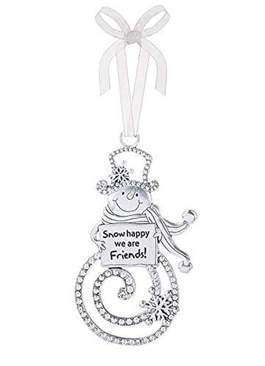 Ganz Ornament - Snow Happy we are Friends! - Silver