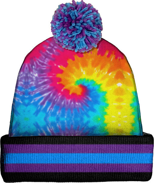 Spoontiques Winter Beanie Hat, Polyester, One Size Fits Most - Bright Tie Dye