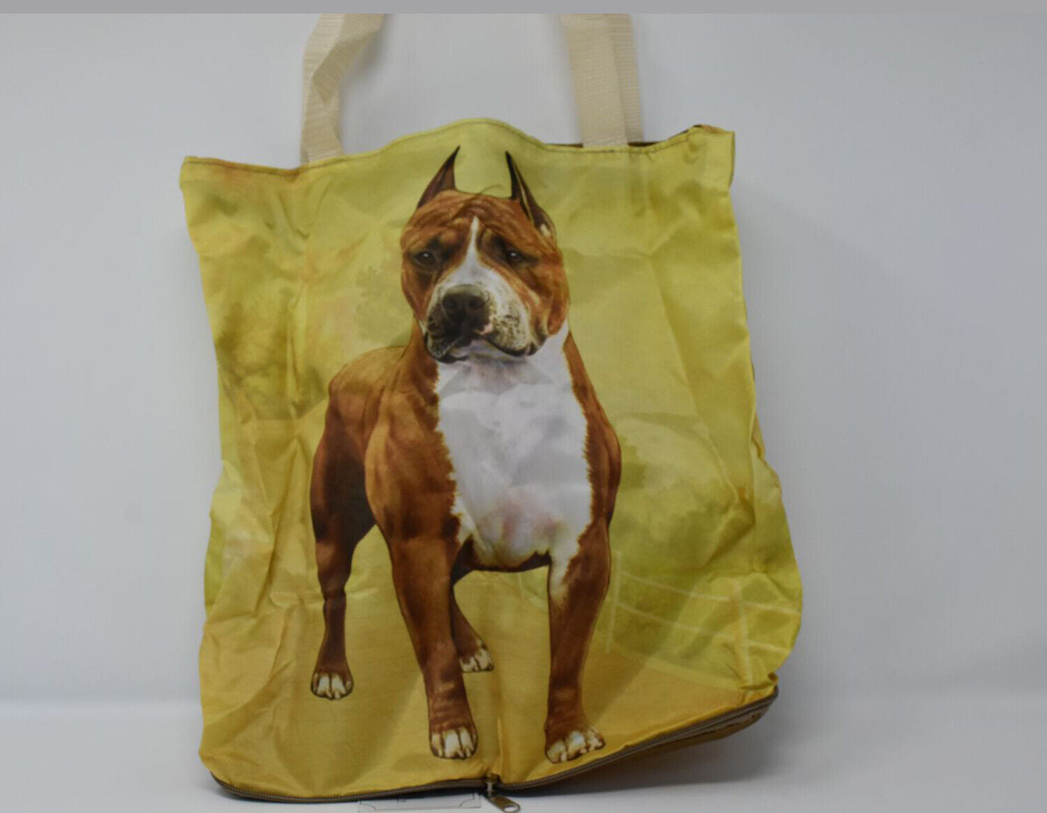 Pit Bull, Cropped Foldable Tote Bag - Durable, Waterproof - Zippered Market Tote