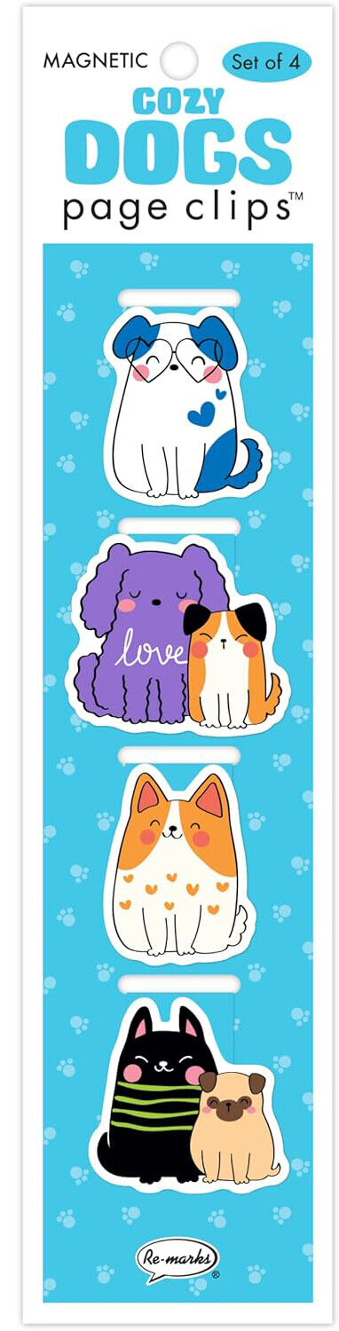 Re-marks Cozy Dogs with Hearts Magnetic Page Clips, Set of 4