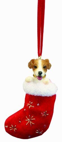 Jack Russell Christmas Stocking Ornament with "Santa's Little Pals" Hand Painted
