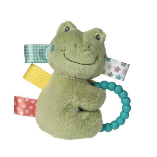 Taggies Soft Baby Rattle w/ Teether Ring & Sensory Tags, 6", Green Peepers Frog