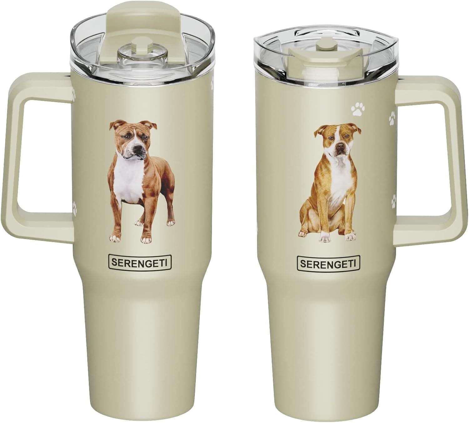 Serengeti 40 Oz Pit Bull Dog Stainless Steel Tumbler with Handle, Straw & Lid