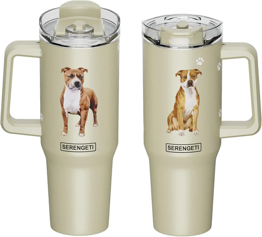 Serengeti 40 Oz Pit Bull Dog Stainless Steel Tumbler with Handle, Straw & Lid