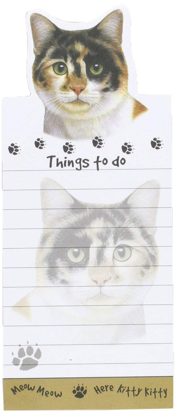 "Calico Cat Magnetic List Pads" Uniquely Shaped Sticky Notepad Measures 8.5 by