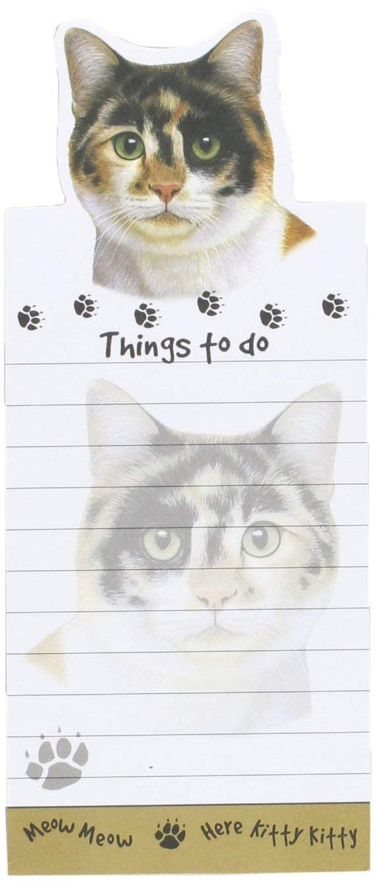 "Calico Cat Magnetic List Pads" Uniquely Shaped Sticky Notepad Measures 8.5 by