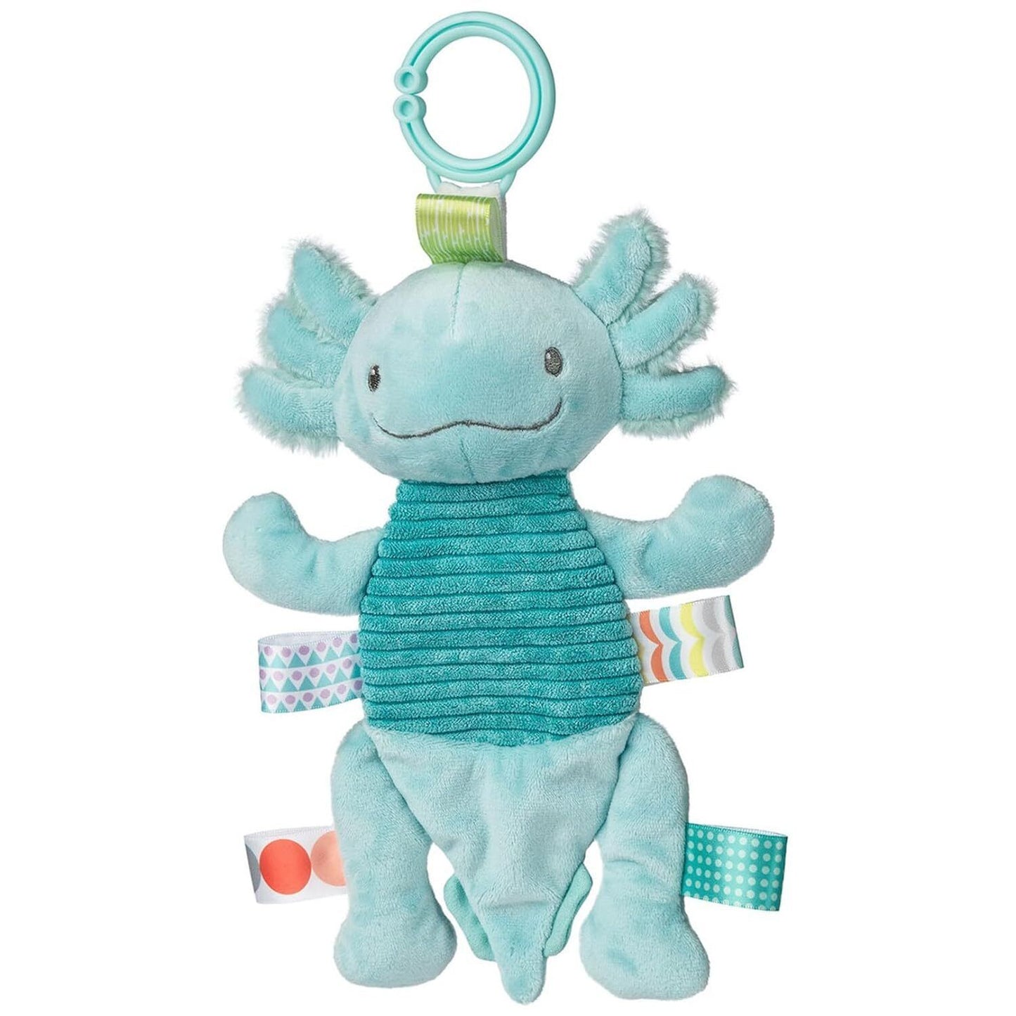 Mary Meyer Crinkie Teether Toy with Crinkle & Rattle, 9",  Fizzy Aqua Axolotl