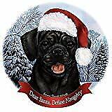 Holiday Pet Gifts Black Puggle Santa Hat Dog Porcelain Ornament