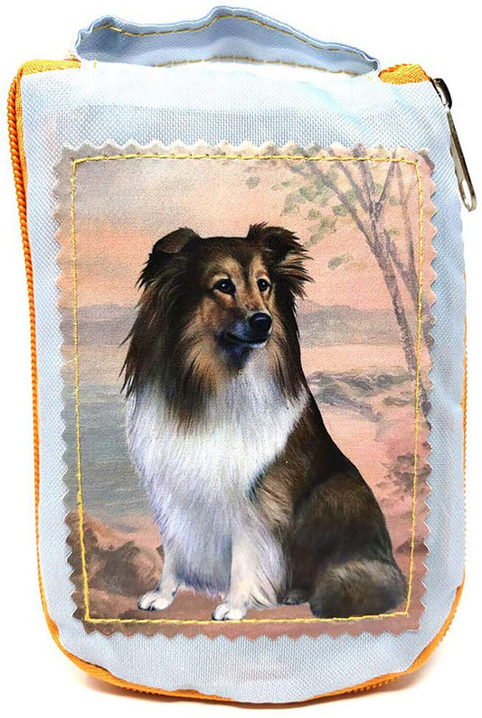 Sheltie Foldable Tote Bag - Durable, Waterproof - Zippered Market Tote
